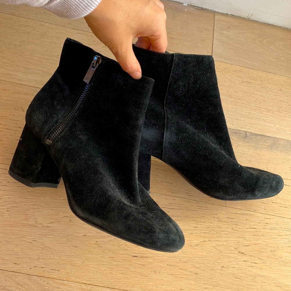 JS suede ankle booties